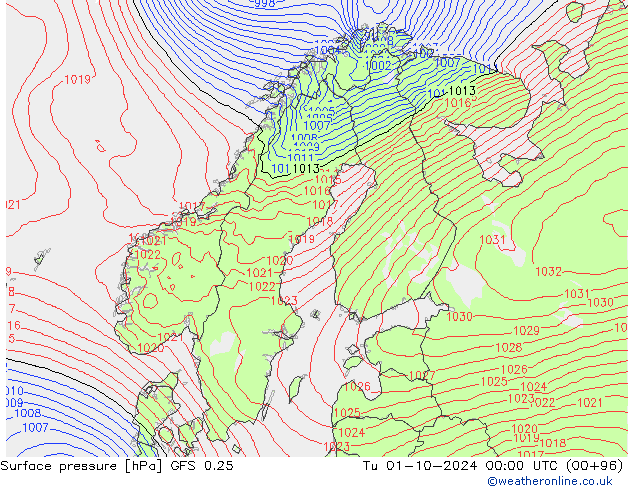 GFS 0.25: Ter 01.10.2024 00 UTC