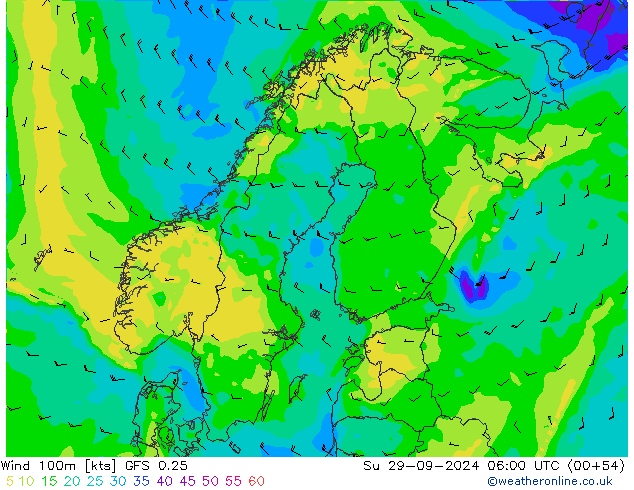 ветер 900 гПа GFS 0.25 Вс 29.09.2024 06 UTC
