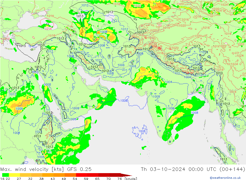 Max. wind velocity GFS 0.25 jeu 03.10.2024 00 UTC