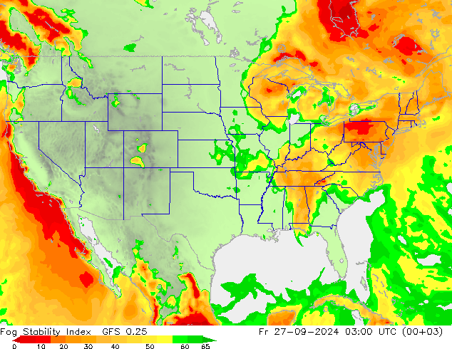 Fog Stability Index GFS 0.25 Sex 27.09.2024 03 UTC