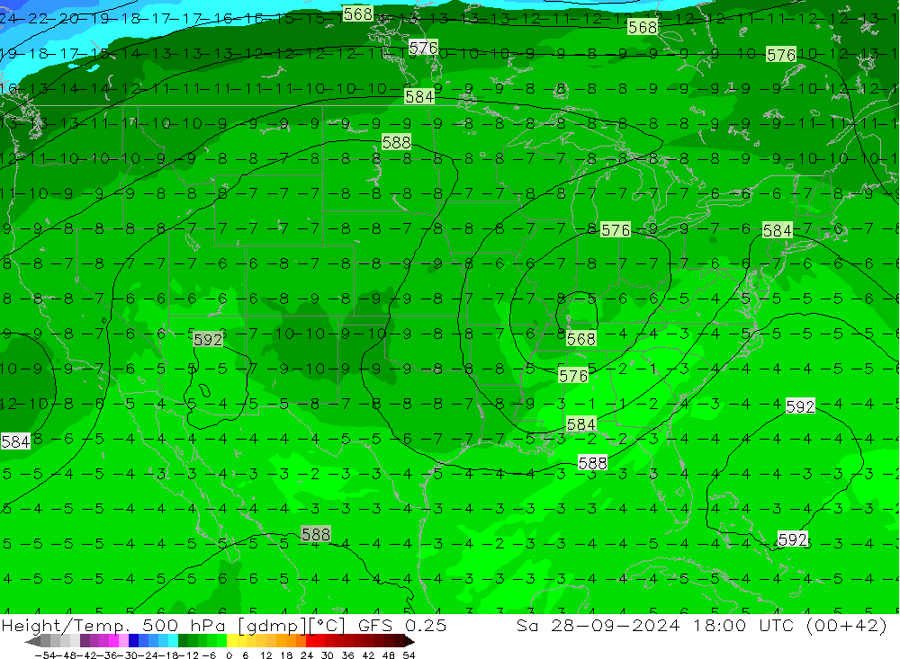 Z500/Rain (+SLP)/Z850 GFS 0.25 сб 28.09.2024 18 UTC