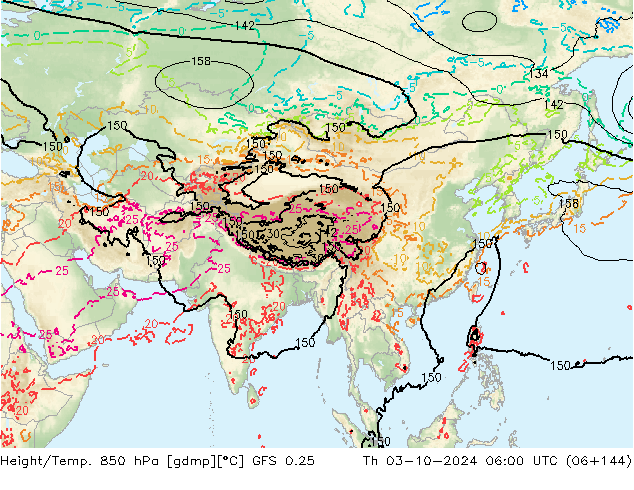 Z500/Regen(+SLP)/Z850 GFS 0.25 do 03.10.2024 06 UTC