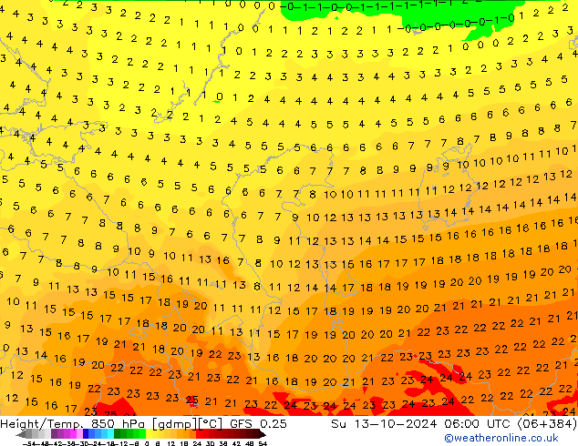 Z500/Rain (+SLP)/Z850 GFS 0.25 Ne 13.10.2024 06 UTC