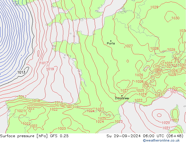 GFS 0.25: Su 29.09.2024 06 UTC