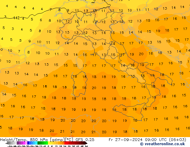 Z500/Rain (+SLP)/Z850 GFS 0.25 пт 27.09.2024 09 UTC