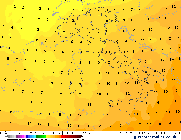 Z500/Rain (+SLP)/Z850 GFS 0.25 Fr 04.10.2024 18 UTC