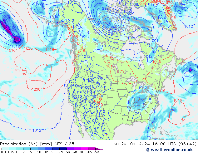 Z500/Rain (+SLP)/Z850 GFS 0.25  29.09.2024 00 UTC