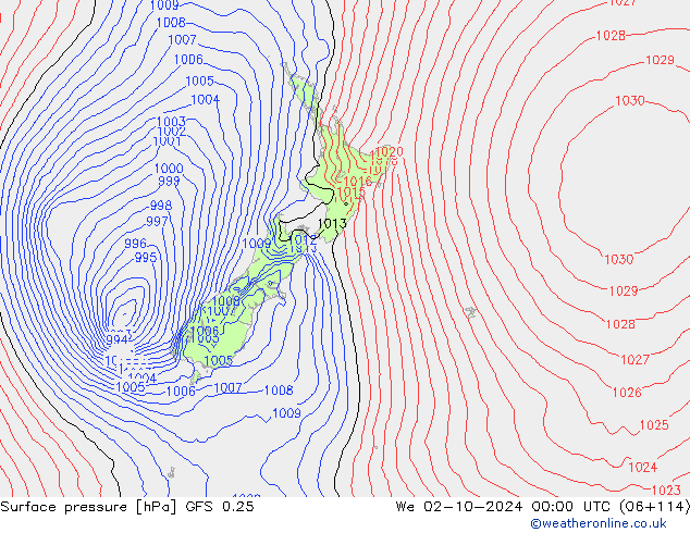 GFS 0.25: wo 02.10.2024 00 UTC