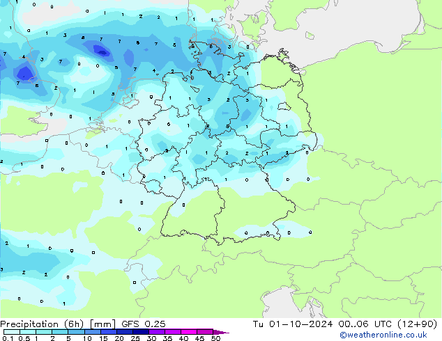 Z500/Regen(+SLP)/Z850 GFS 0.25 di 01.10.2024 06 UTC