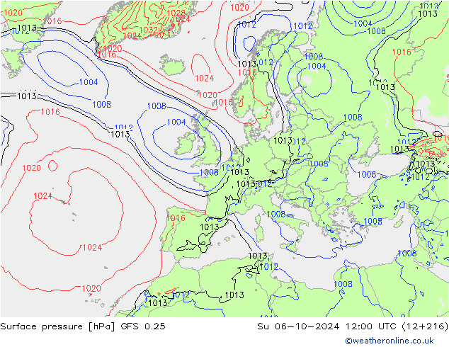 GFS 0.25: zo 06.10.2024 12 UTC