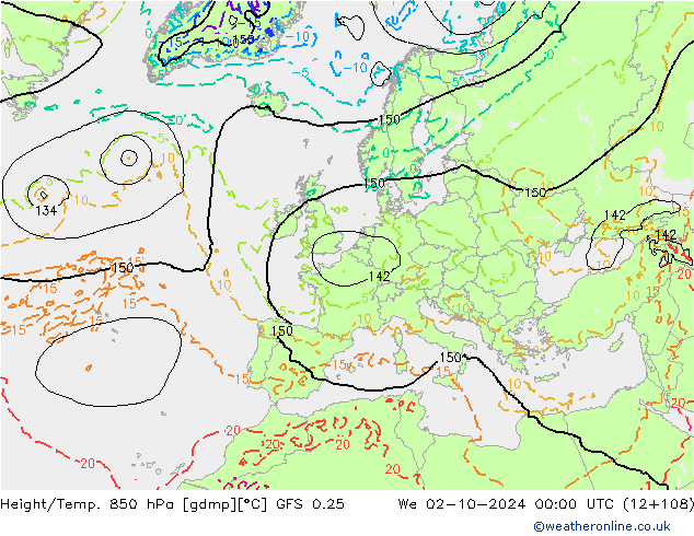 Z500/Regen(+SLP)/Z850 GFS 0.25 wo 02.10.2024 00 UTC