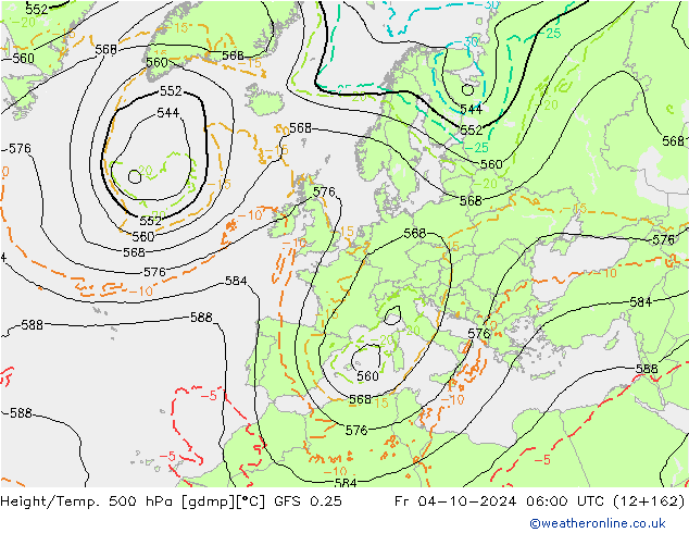 Z500/Regen(+SLP)/Z850 GFS 0.25 vr 04.10.2024 06 UTC