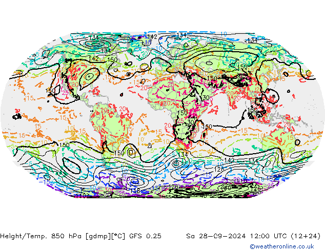 Z500/Rain (+SLP)/Z850 GFS 0.25 星期六 28.09.2024 12 UTC