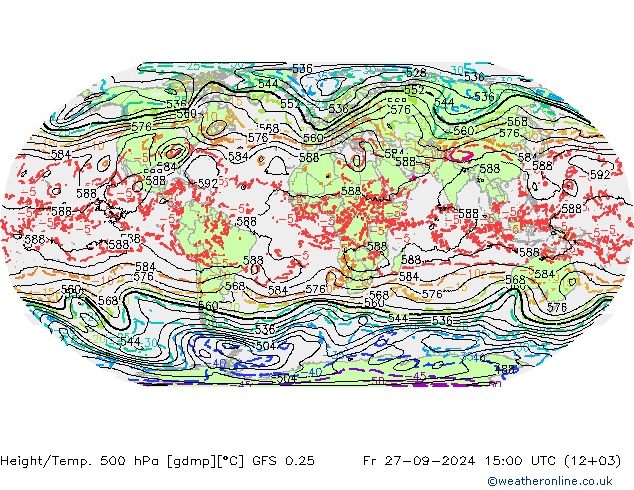 Z500/Regen(+SLP)/Z850 GFS 0.25 vr 27.09.2024 15 UTC