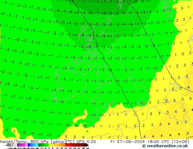 Z500/Regen(+SLP)/Z850 GFS 0.25 vr 27.09.2024 18 UTC