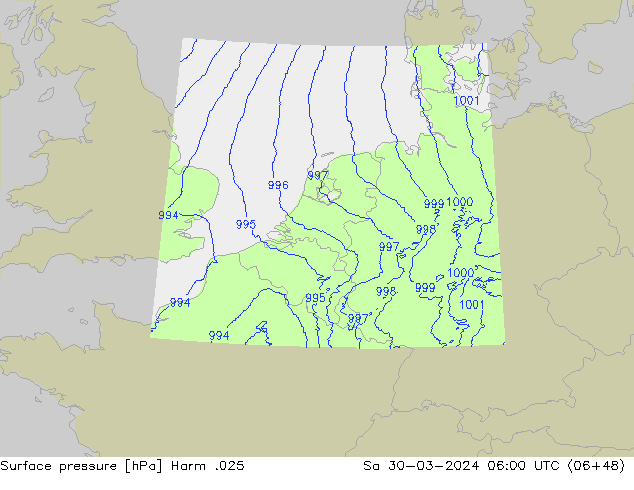 приземное давление Harm .025 сб 30.03.2024 06 UTC