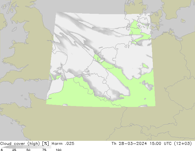Cloud cover (high) Harm .025 Th 28.03.2024 15 UTC