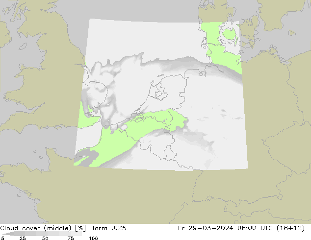 Cloud cover (middle) Harm .025 Fr 29.03.2024 06 UTC