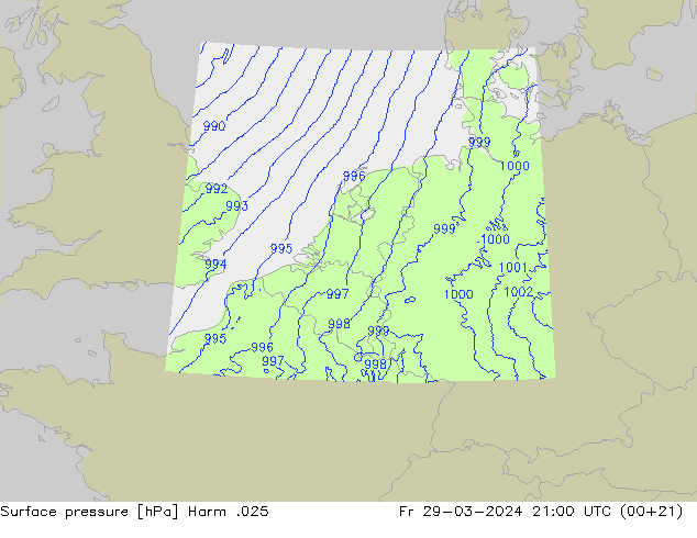 Surface pressure Harm .025 Fr 29.03.2024 21 UTC