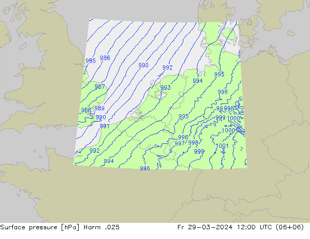 Atmosférický tlak Harm .025 Pá 29.03.2024 12 UTC