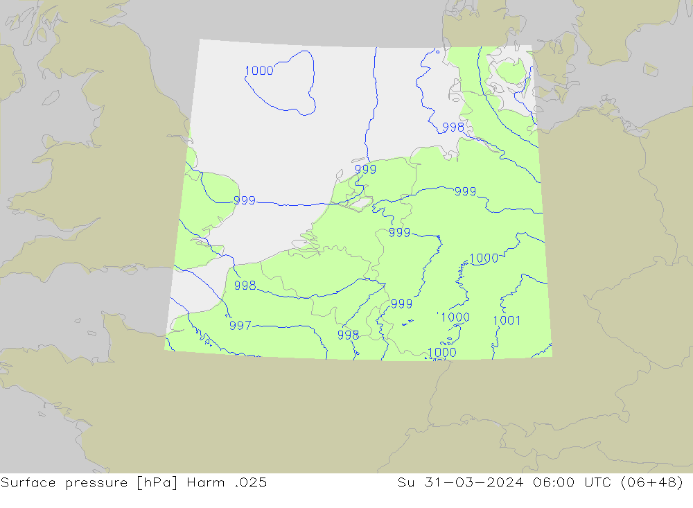 Atmosférický tlak Harm .025 Ne 31.03.2024 06 UTC