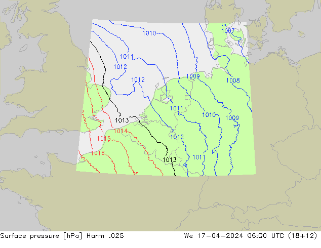 Atmosférický tlak Harm .025 St 17.04.2024 06 UTC