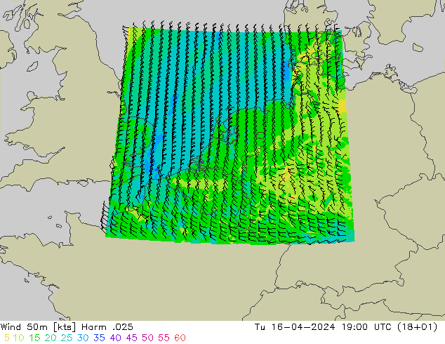 Wind 50m Harm .025 Tu 16.04.2024 19 UTC