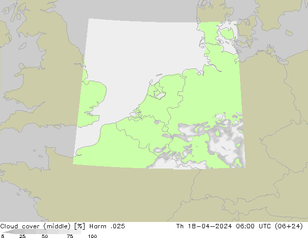 Cloud cover (middle) Harm .025 Th 18.04.2024 06 UTC