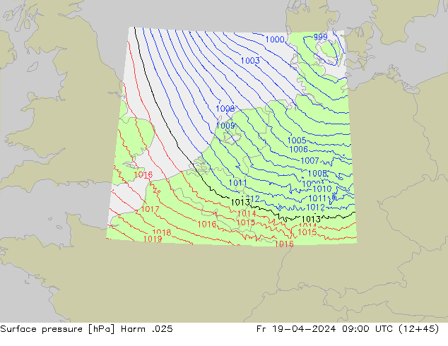 Surface pressure Harm .025 Fr 19.04.2024 09 UTC