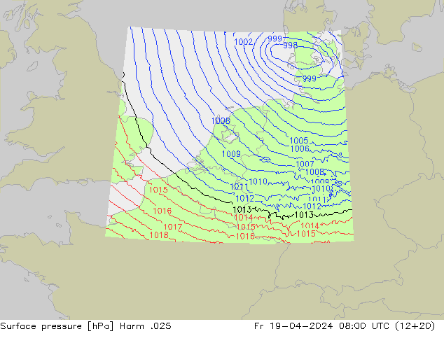 Surface pressure Harm .025 Fr 19.04.2024 08 UTC