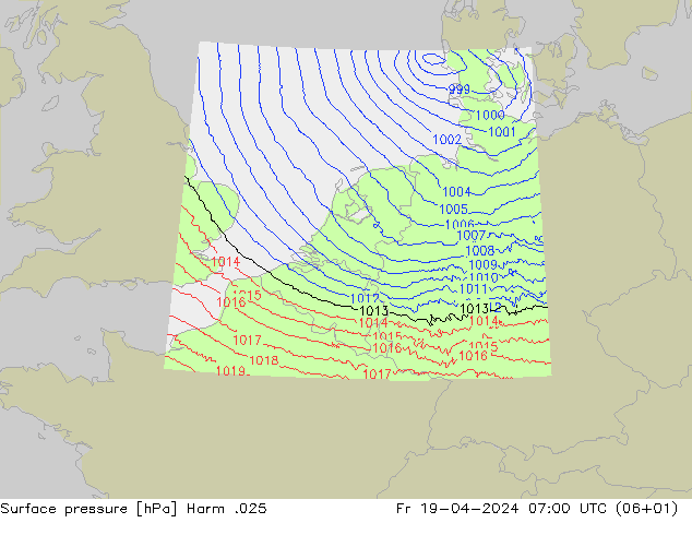 Surface pressure Harm .025 Fr 19.04.2024 07 UTC