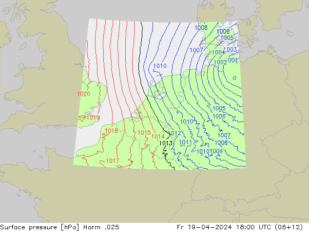 Surface pressure Harm .025 Fr 19.04.2024 18 UTC