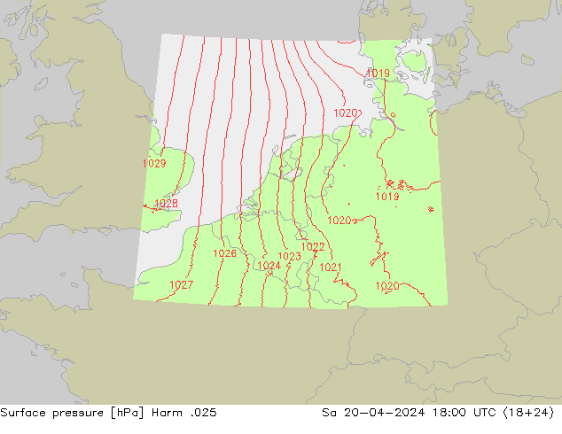 приземное давление Harm .025 сб 20.04.2024 18 UTC