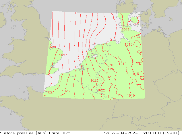 приземное давление Harm .025 сб 20.04.2024 13 UTC