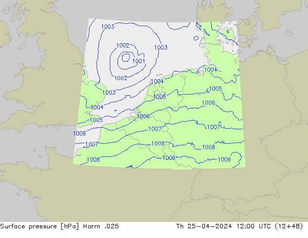 Atmosférický tlak Harm .025 Čt 25.04.2024 12 UTC