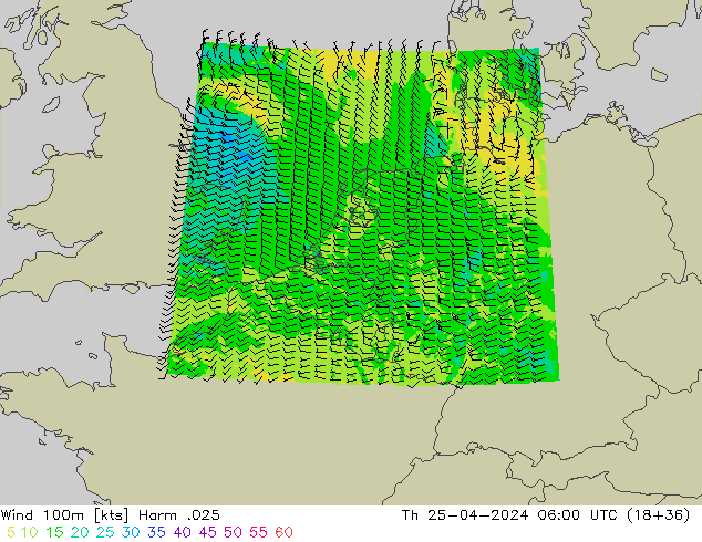 Wind 100m Harm .025 Th 25.04.2024 06 UTC