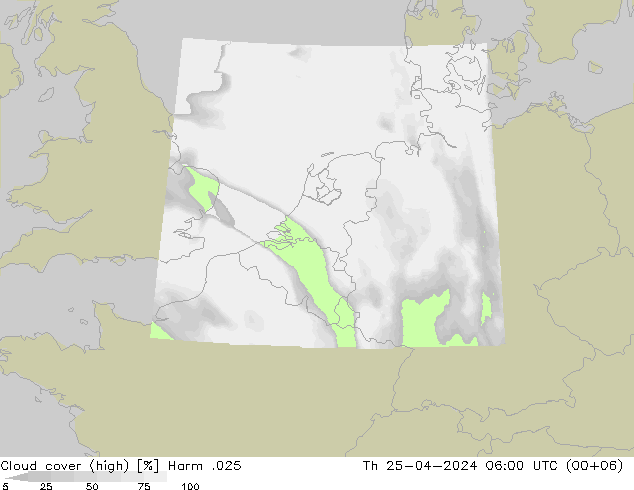 Cloud cover (high) Harm .025 Th 25.04.2024 06 UTC