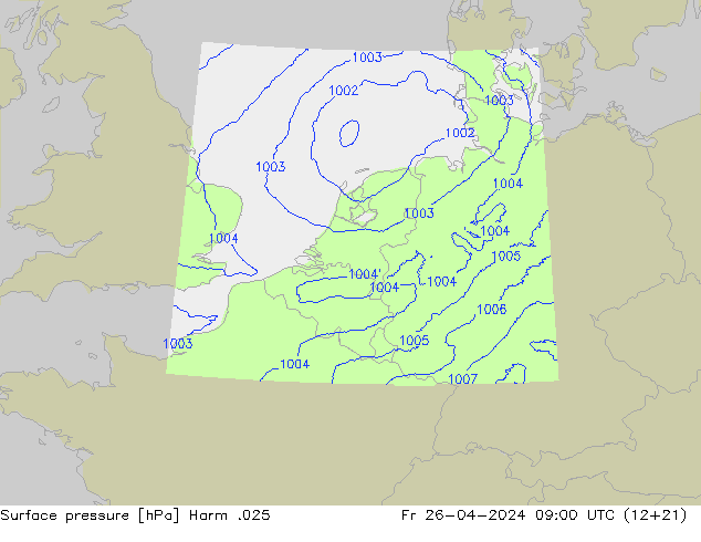 Surface pressure Harm .025 Fr 26.04.2024 09 UTC