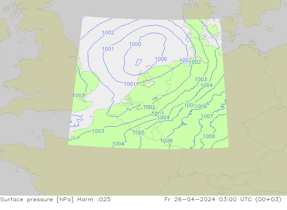 Surface pressure Harm .025 Fr 26.04.2024 03 UTC