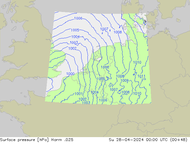 приземное давление Harm .025 Вс 28.04.2024 00 UTC