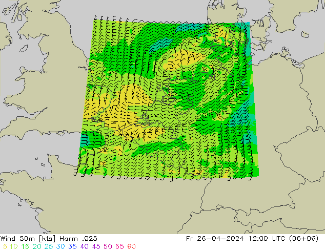 Wind 50m Harm .025 Fr 26.04.2024 12 UTC