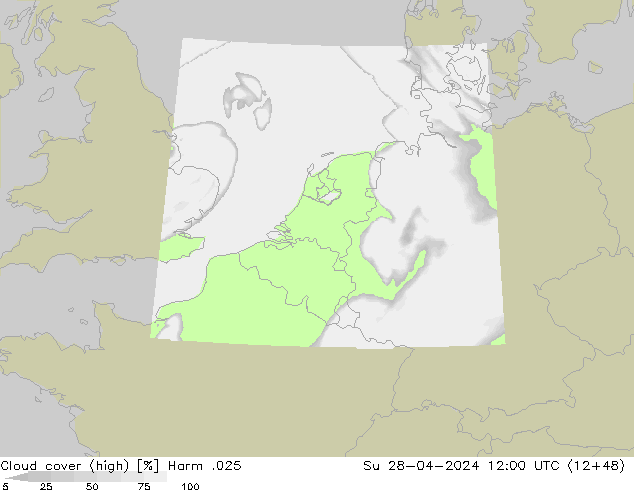 Cloud cover (high) Harm .025 Su 28.04.2024 12 UTC