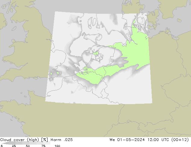 zachmurzenie (wysokie) Harm .025 śro. 01.05.2024 12 UTC