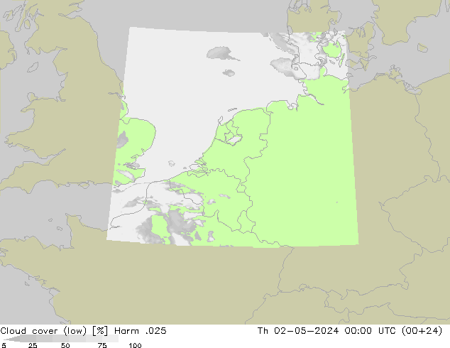 Nubes bajas Harm .025 jue 02.05.2024 00 UTC