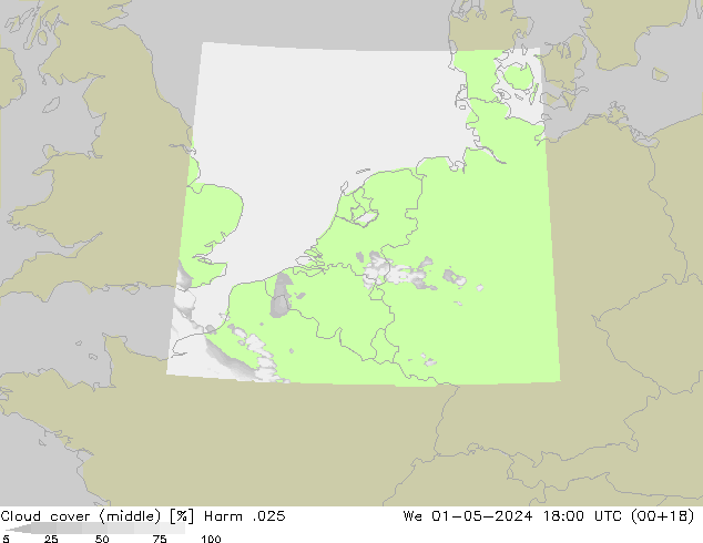 Cloud cover (middle) Harm .025 We 01.05.2024 18 UTC