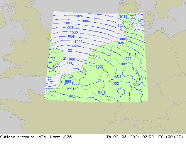 приземное давление Harm .025 чт 02.05.2024 03 UTC