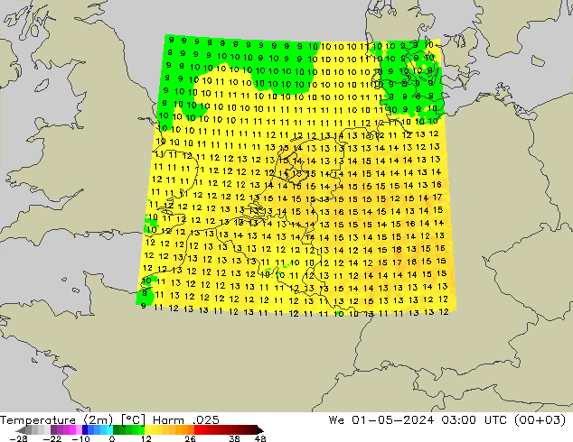 карта температуры Harm .025 ср 01.05.2024 03 UTC