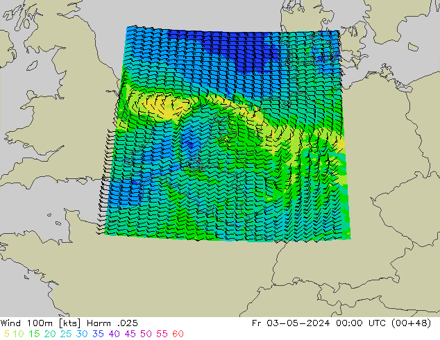 Wind 100m Harm .025 Fr 03.05.2024 00 UTC