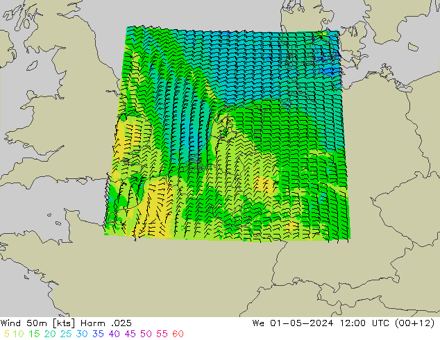 Vento 50 m Harm .025 Qua 01.05.2024 12 UTC