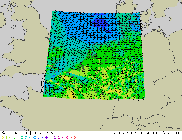 Rüzgar 50 m Harm .025 Per 02.05.2024 00 UTC